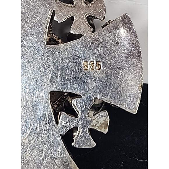 Vintage Jerusalem Ornate Cross Large 1.5oz Sterling 935 Silver Pendant/Chain - Picture 8 of 11